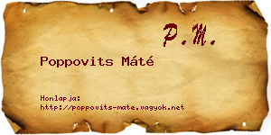 Poppovits Máté névjegykártya
